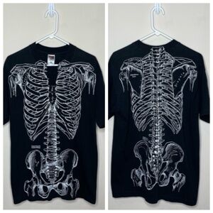 Vintage Leslie Arwin Skeleton Human Anatomy Short Sleeve T Shirt Double-sided